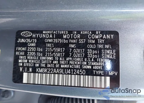 2020 Hyundai Kona Sel from USA, damaged, VIN KM8K22AA9LU412450